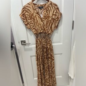 Animal print maxi dress with open midsection